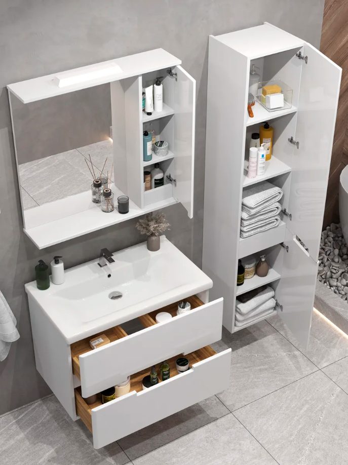 Тумба напольная SanStar Ориана 70 с раковиной Миранда 70, белая