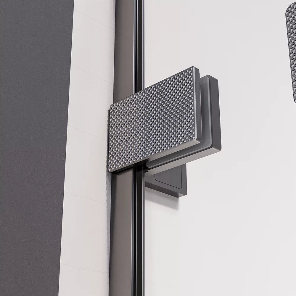 Душевой угол распашной Veconi Premium Alassio SP GR, 1200х800x2000, брашированный графит, стекло прозрачное осветленное