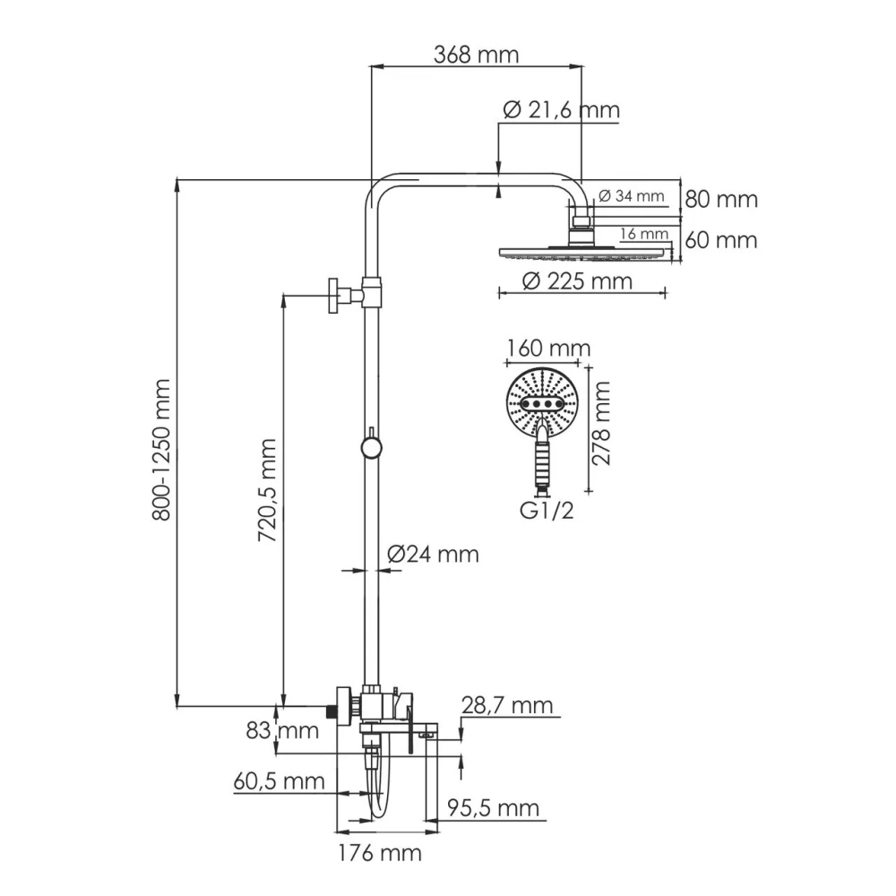 Душевая стойка WasserKraft A185.067.059.WM белый Soft-touch от магазина Vanna-Vanna.ru!