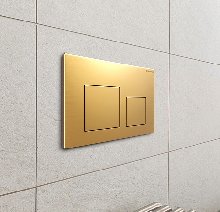 Клавиша смыва для инсталляции Terminus Classic кнопка квадрат, цвет золото брашированное