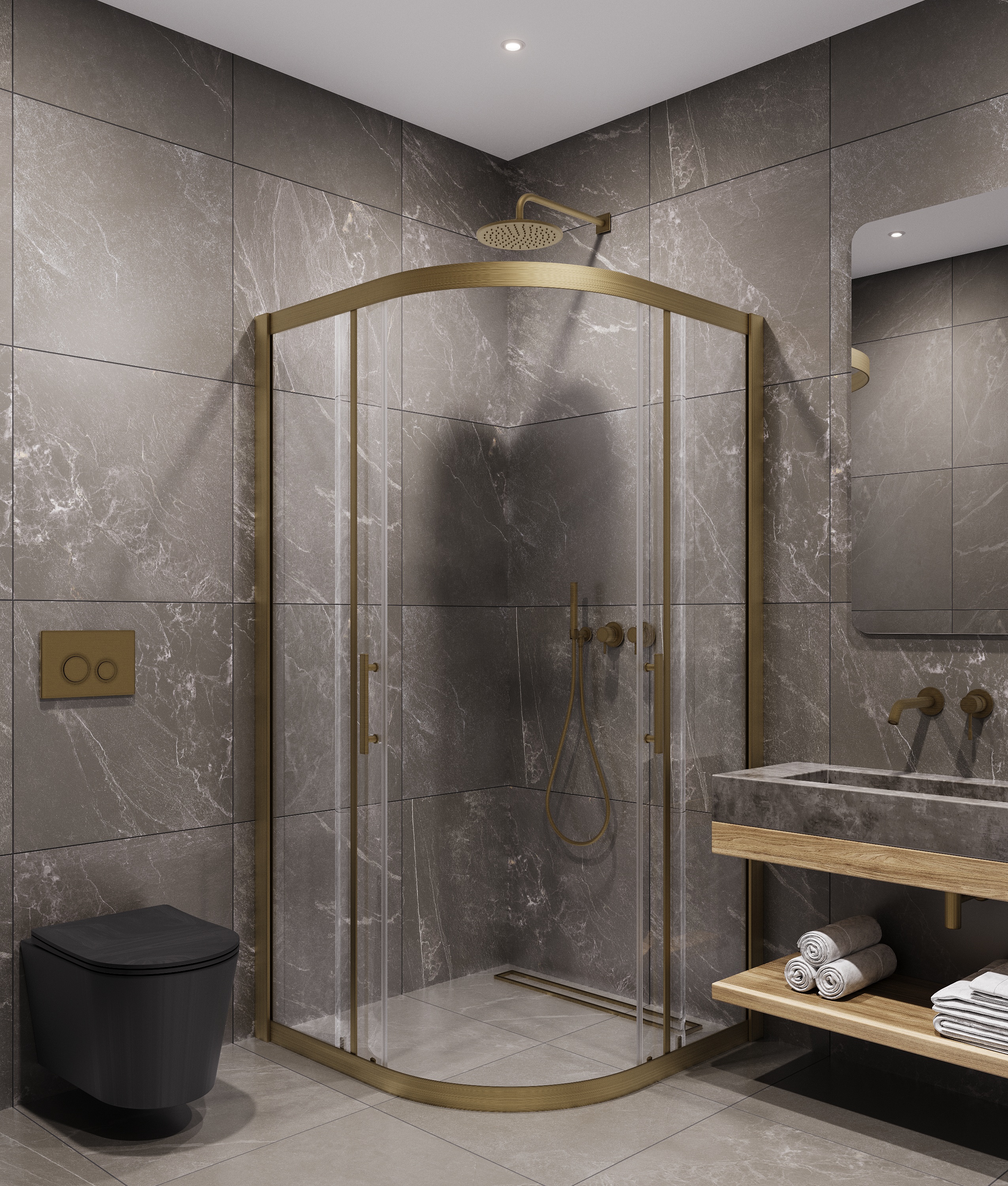 Душевой угол Timo TPSS-100/17C-8, 1000*1000*2000, профиль мат золото, стекло прозрачное 8 мм