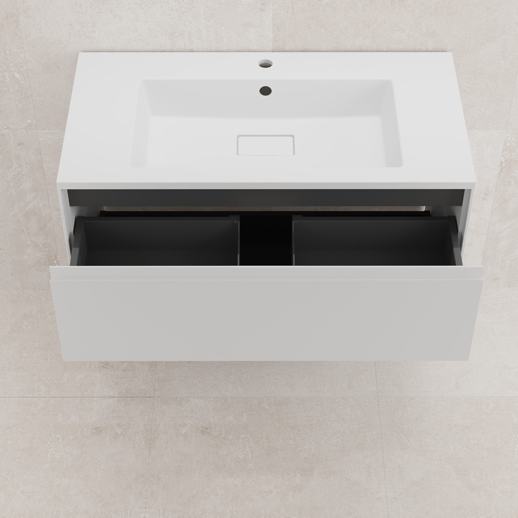 Тумба подвесная Style Line Лима 90 с раковиной Line 90, 2 ящика, белый матовый