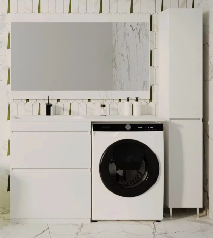 Мебель для ванной Style Line Даллас 130 Люкс Plus левая, комплект, напольный, белый