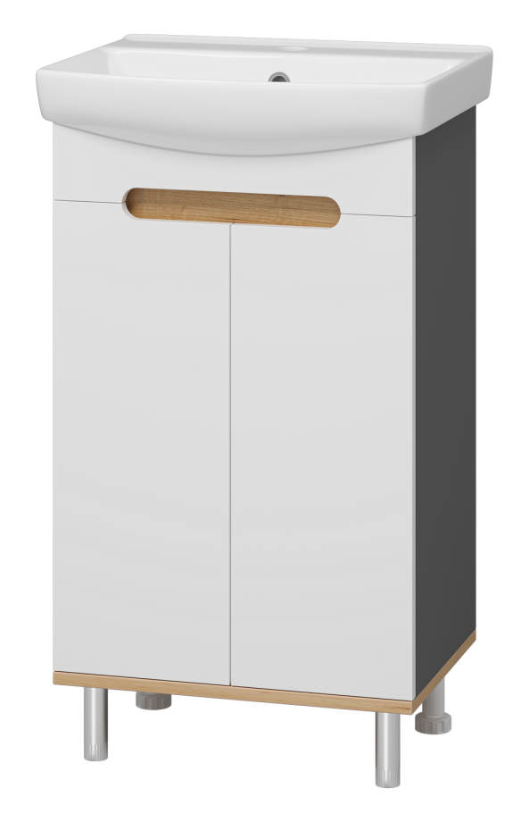 Тумба с раковиной Misty Сканди 50 белый/дуб крафт золотой