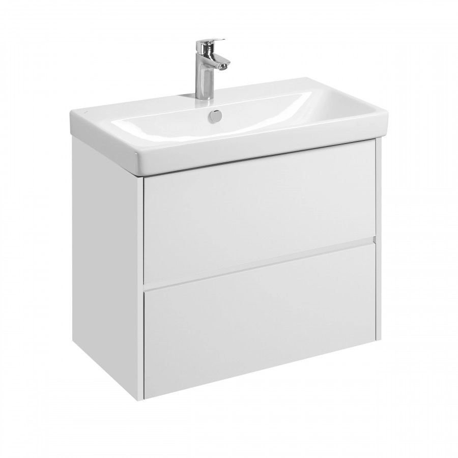Тумба Aquaton Сканди Doors 80 с раковиной Адриана 80, 2 ящика, подвесная, белый