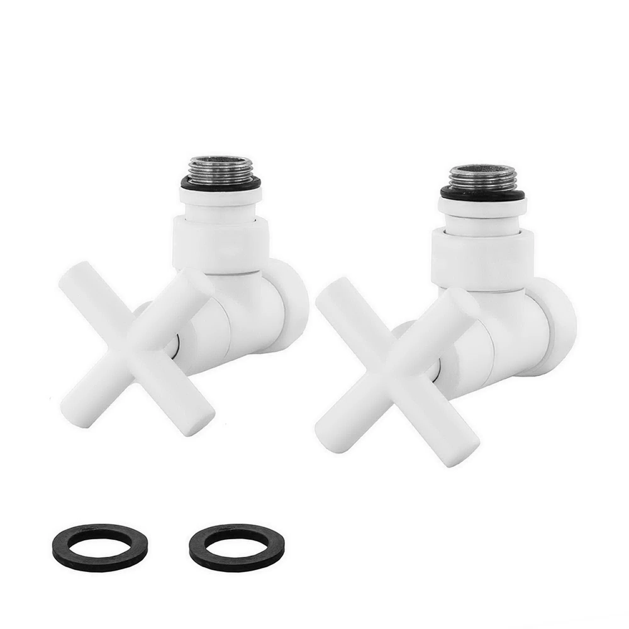 Кран для полотенцесушителя / вентиль угловой Energy, 1/2'' - 3/4'', цвет белый матовый, ручка крест- 2 шт.