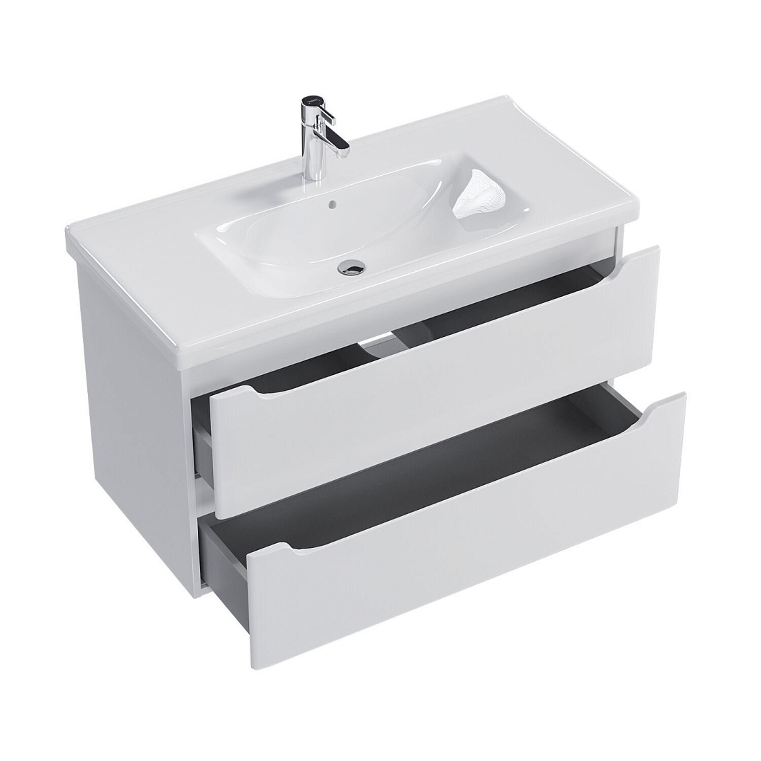 Тумба подвесная SanStar Lanciano 100 с раковиной Гармония 100, белая