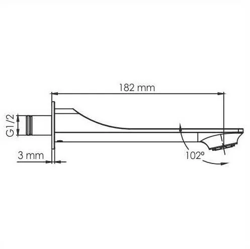 Настенный излив WasserKraft A174 встраиваемый, 182 мм, матовое золото