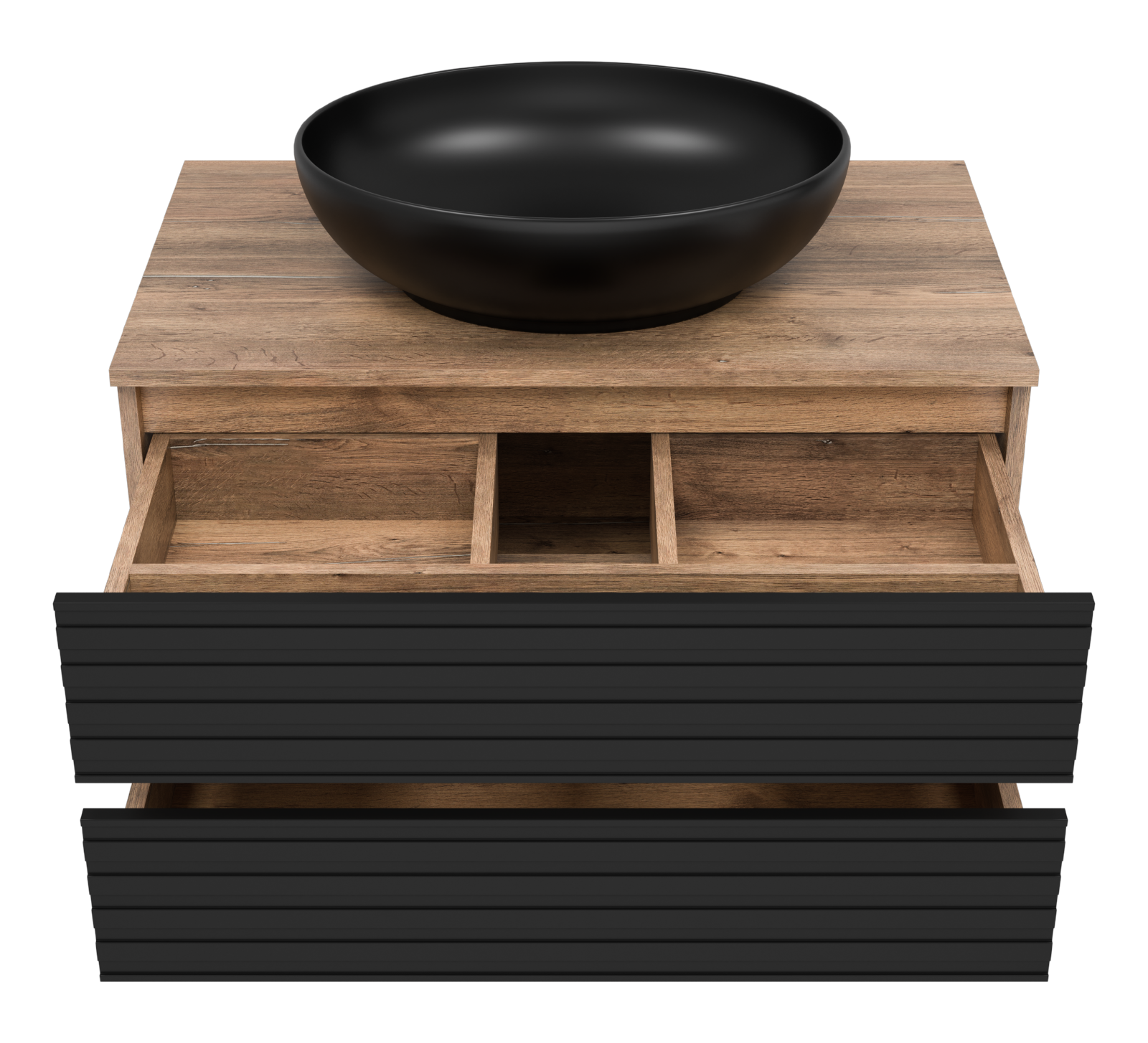 Тумба с раковиной Brevita Dakota 80 подвесная, черный/дуб галифакс