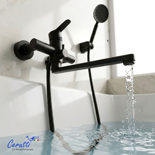 Смеситель для ванны Ceruttispa Овидио VXLMB (OVIDIO VXLMB) из нержавеющей стали, цвет черный матовый