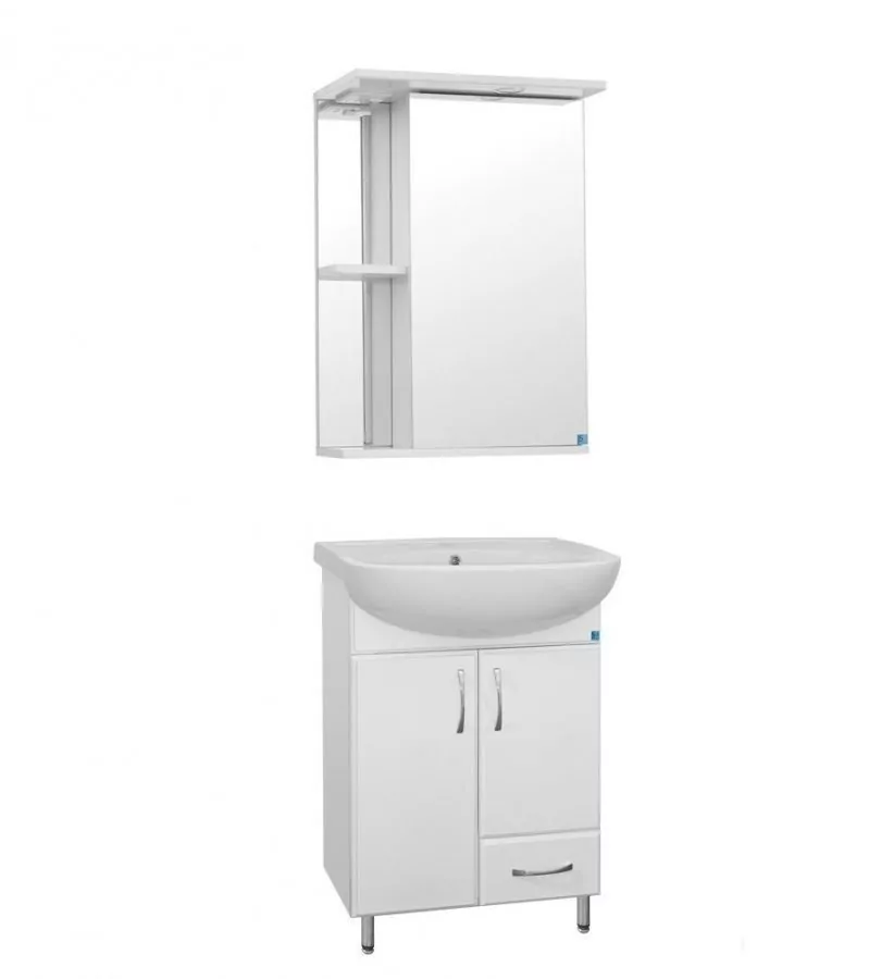 Тумба Style Line Эко Стандарт №10 50 с раковиной Ладога 50 напольная, белая