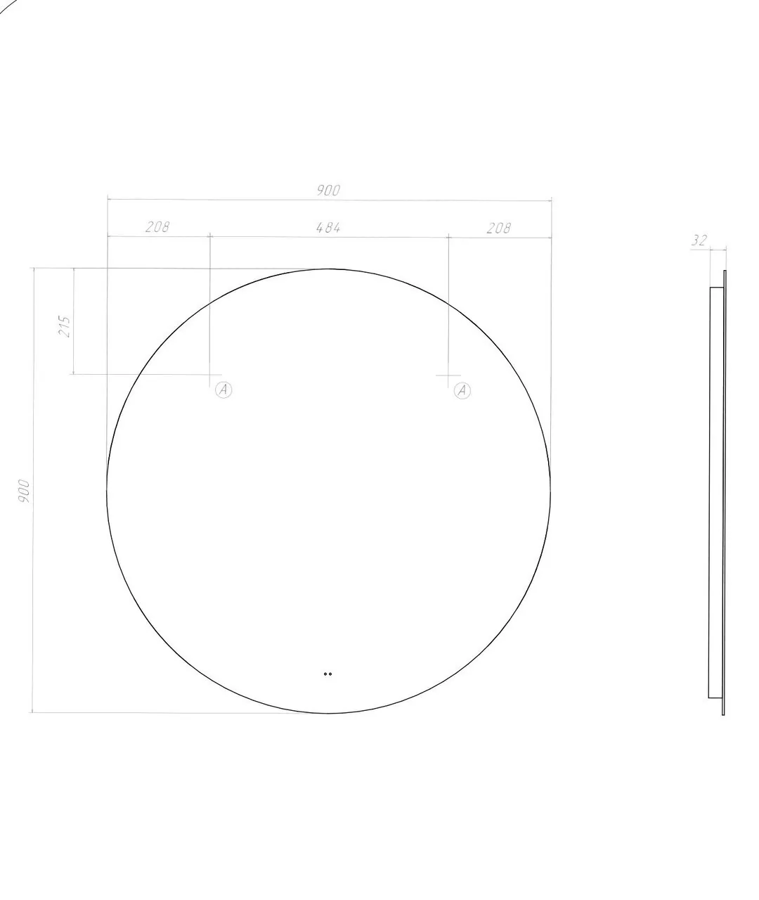 Зеркало Vigo Otti 90 свет, сенсор