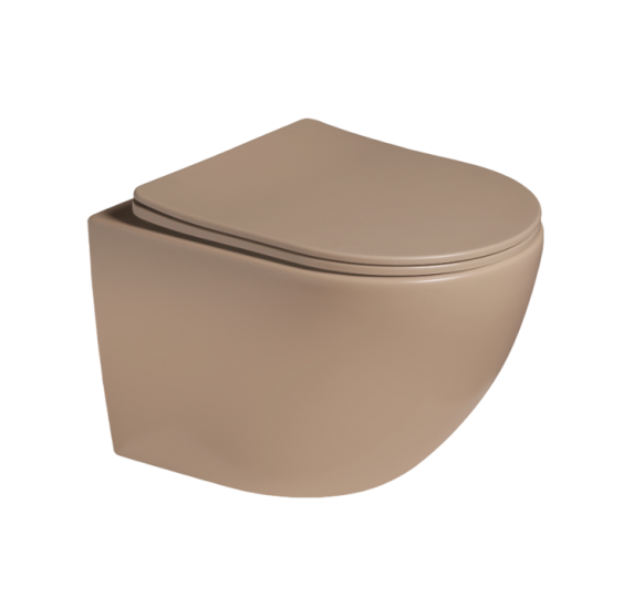 Унитаз SantiLine SL-5005T-KH подвесной, с микролифтом, светло-коричневый матовый