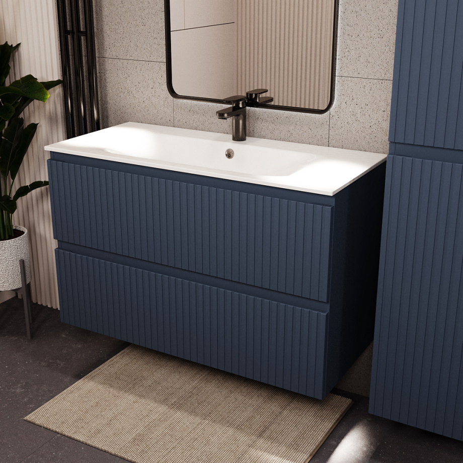 Тумба с раковиной подвесная (100 см) Terminus Vatikan VAT101002703101O, серый шёлк