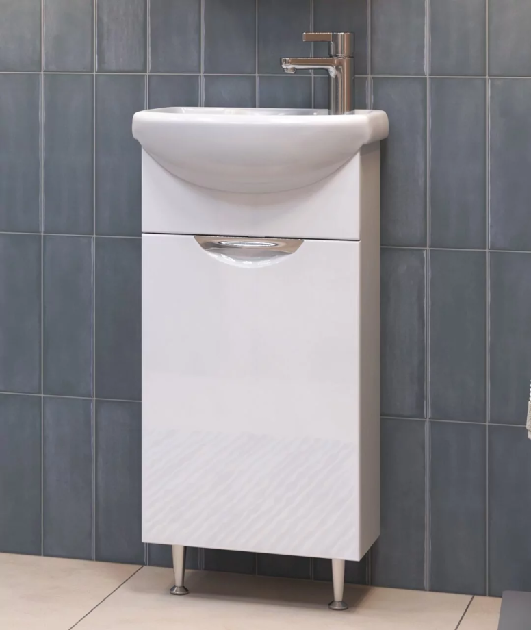 Тумба напольная Vigo Callao 40 с раковиной Азов 40, 1 дверь, белый