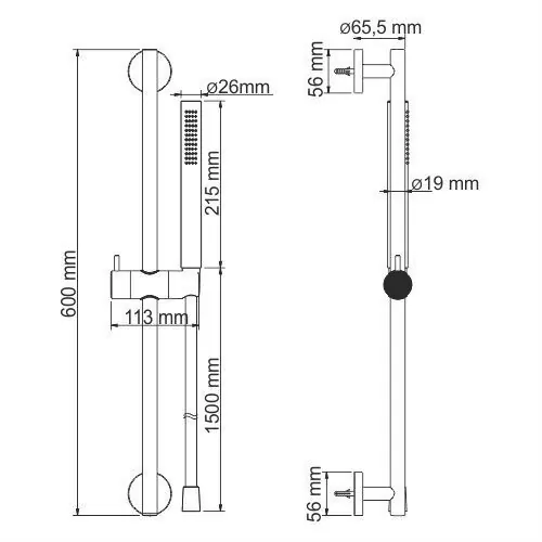 Штанга для душа WasserKraft A142 с лейкой и шлангом, хром