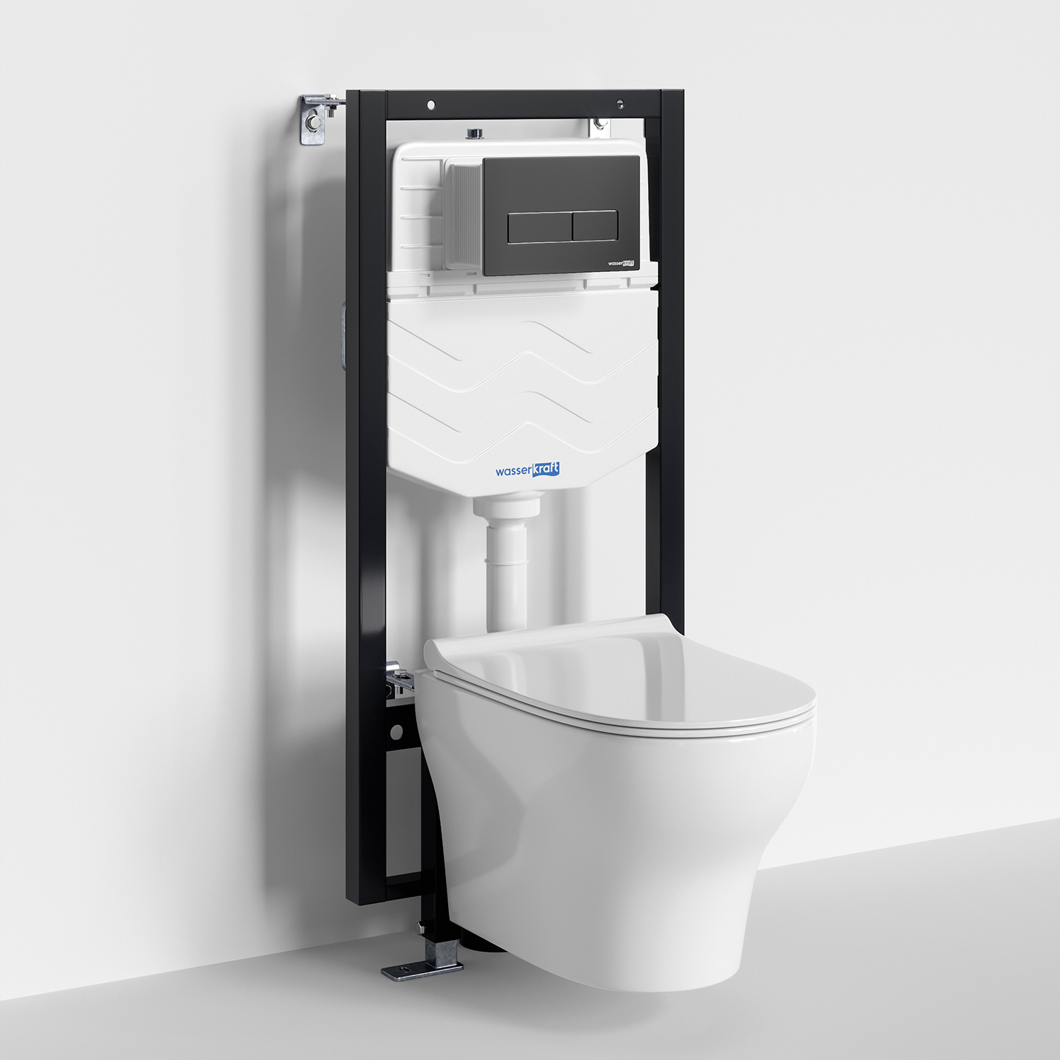 Унитаз подвесной WasserKRAFT 56TLT.010.ME.MB03.H001 с инсталляцией и кнопкой, белый