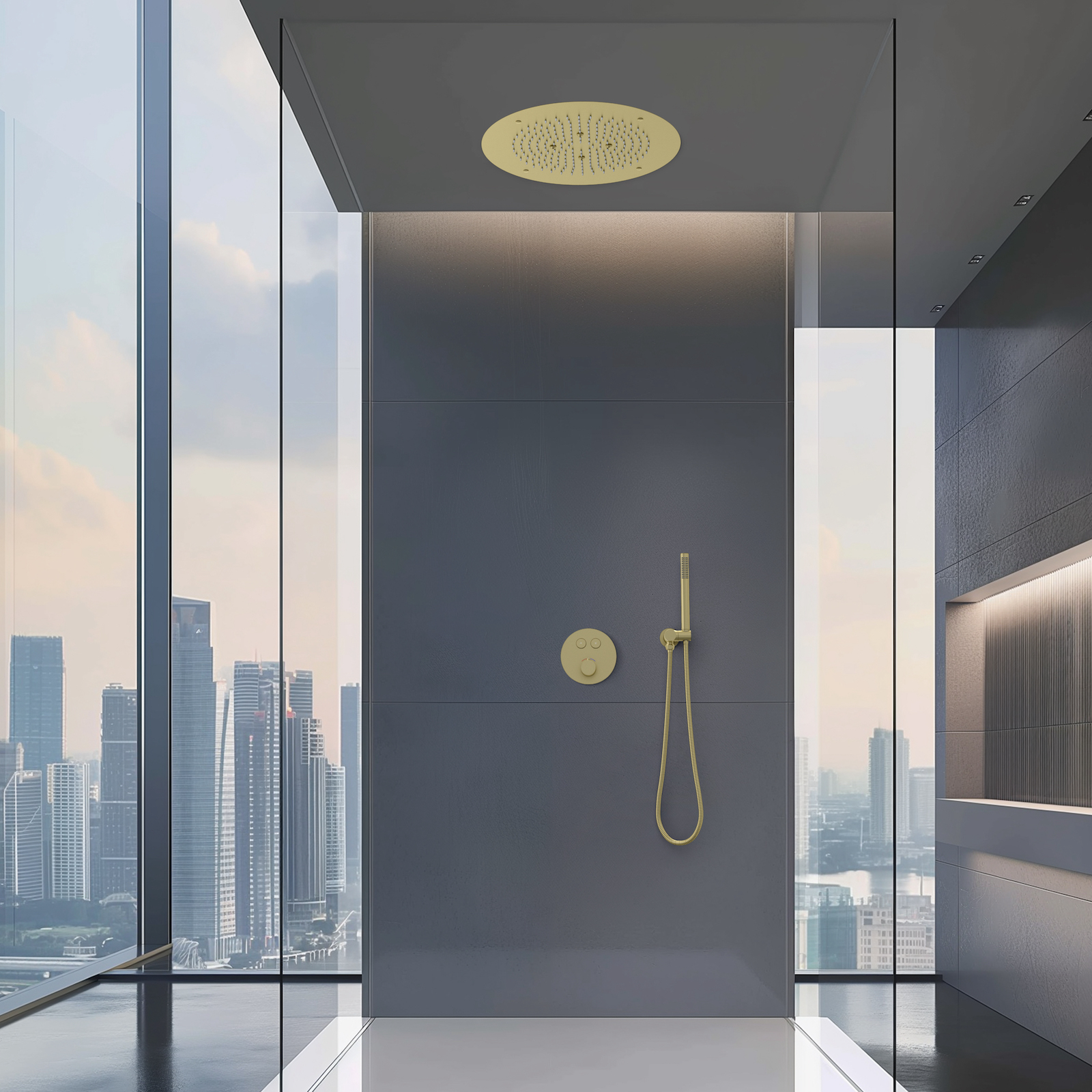 Душевая система встроенная с термостатом Timo Saona SX-2370/17SM золото матовое