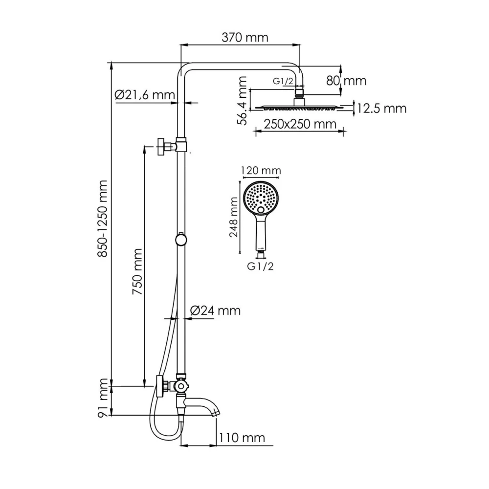 Душевая стойка WasserKraft A188.256.207.PG Thermo глянцевое золото от магазина Vanna-Vanna.ru!