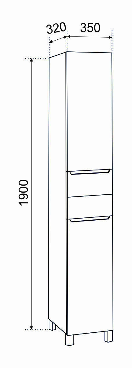 Пенал Emmy Стоун 35 R напольный, 1 ящик, темный бетон матовый