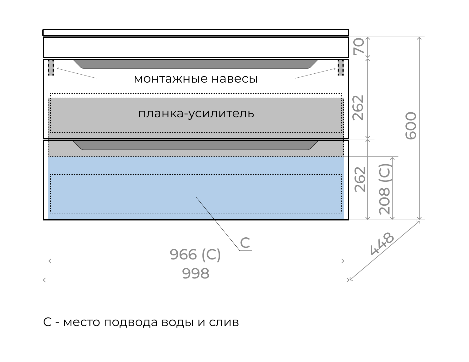 Тумба подвесная Style Line Остин 100 с раковиной Фортуна 100 серый шелк, тауп темный