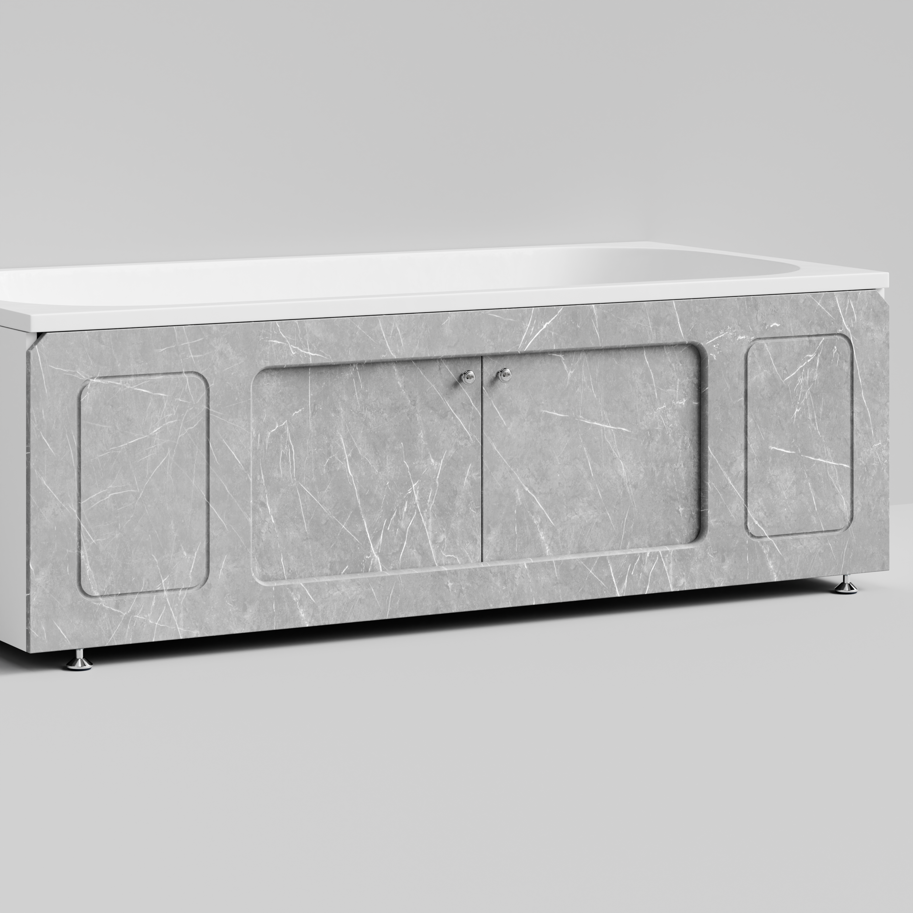 Экран под ванну Vod-ok Лидер 170 раздвижной Мрамор Белый софт тач