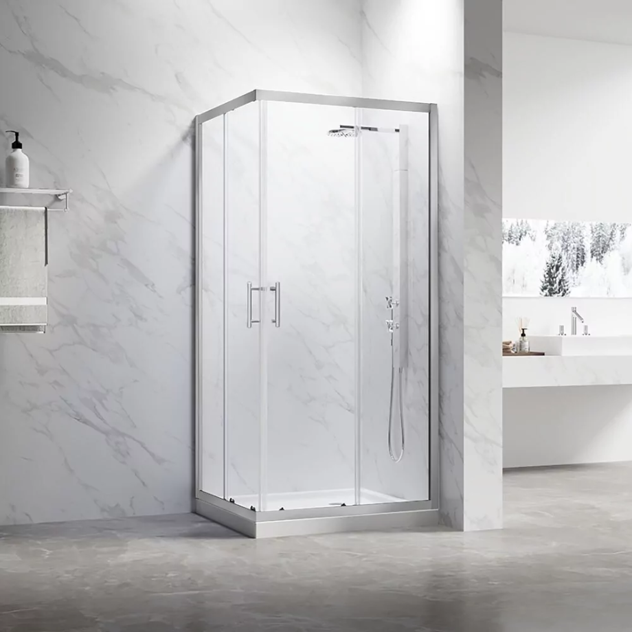 Душевой уголок Veconi RV27CH-10090-01-C8 100х90 прямоугольный, без поддона, прозрачное стекло, хром