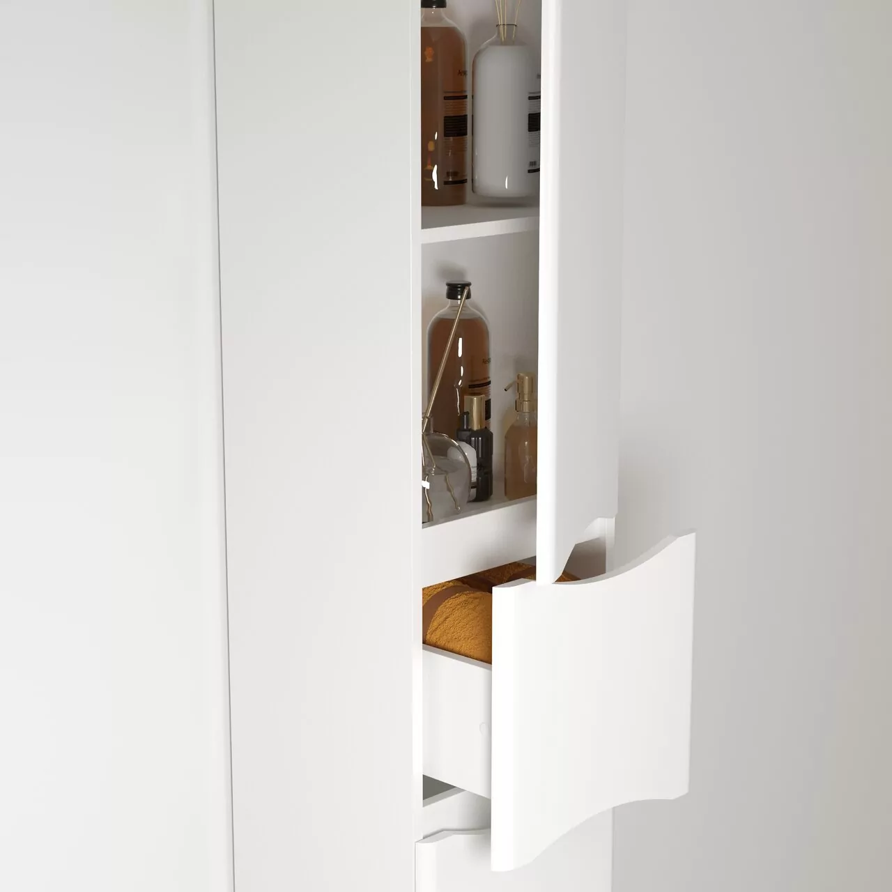 Пенал Vod-ok Адель 35 L/R, 2 двери, 1 ящик, напольный, с корзиной, белый + 13 цветов