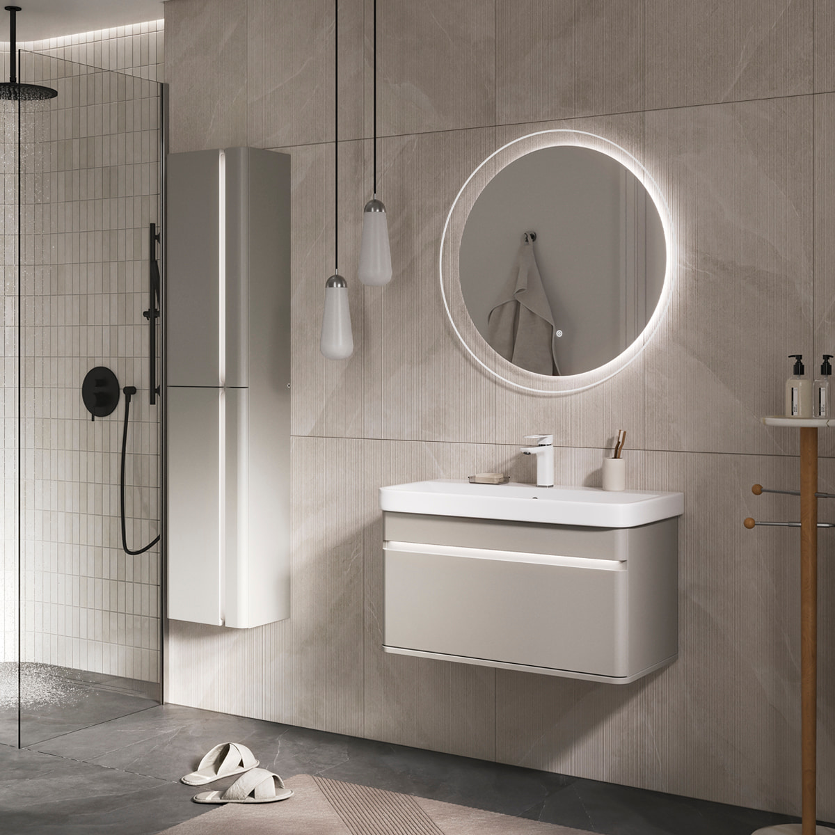 Зеркало EQUIL Elegante D80 с подсветкой, амарок