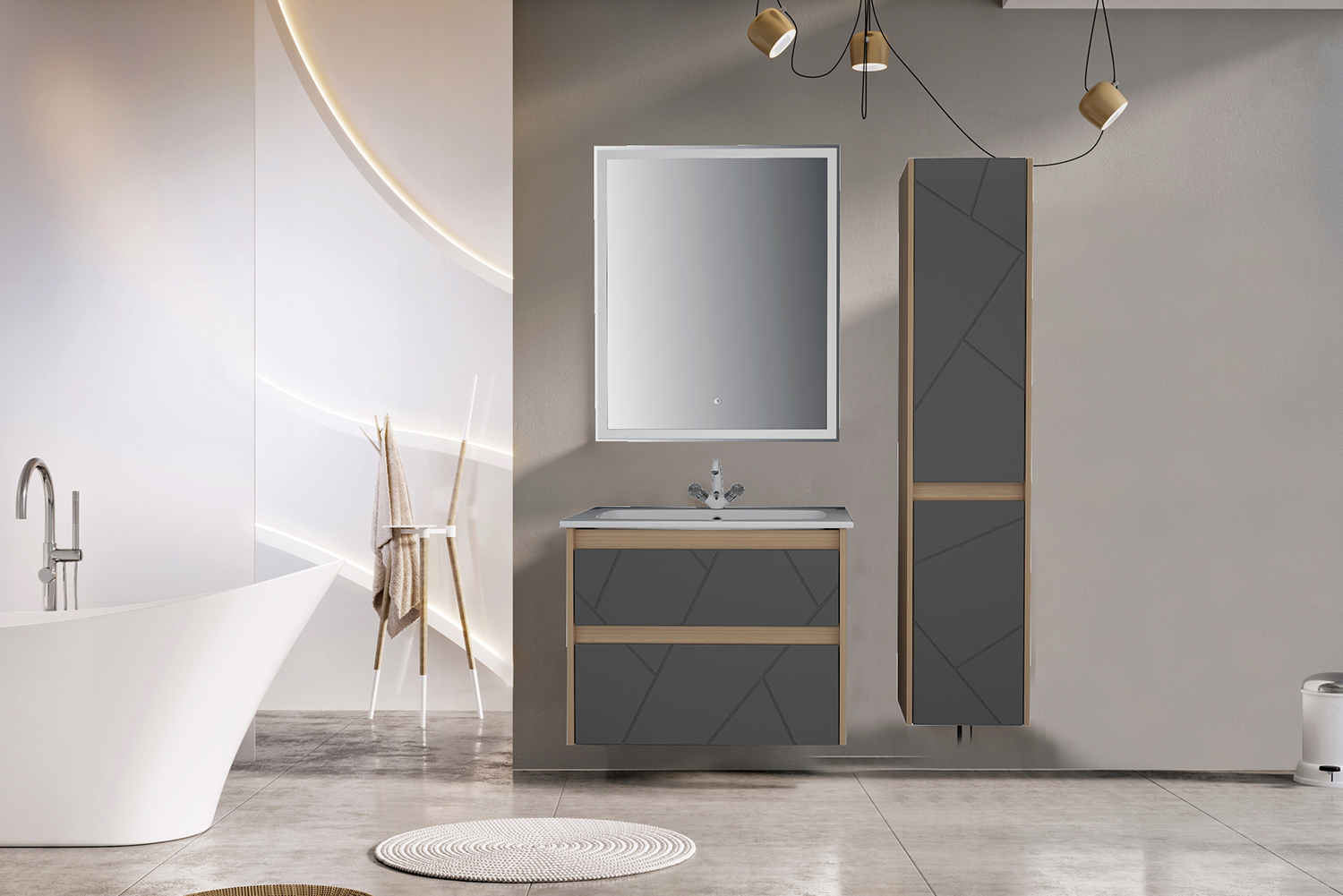 Мебель для ванной Асб-мебель Диана 75 комплект, подвесной, grey