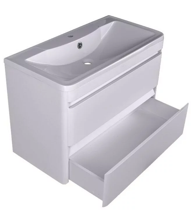 Тумба подвесная Style Line Атлантика 90 Plus Люкс с раковиной Атлантика 90, антискрейч, белый матовый от магазина Vanna-Vanna.ru!