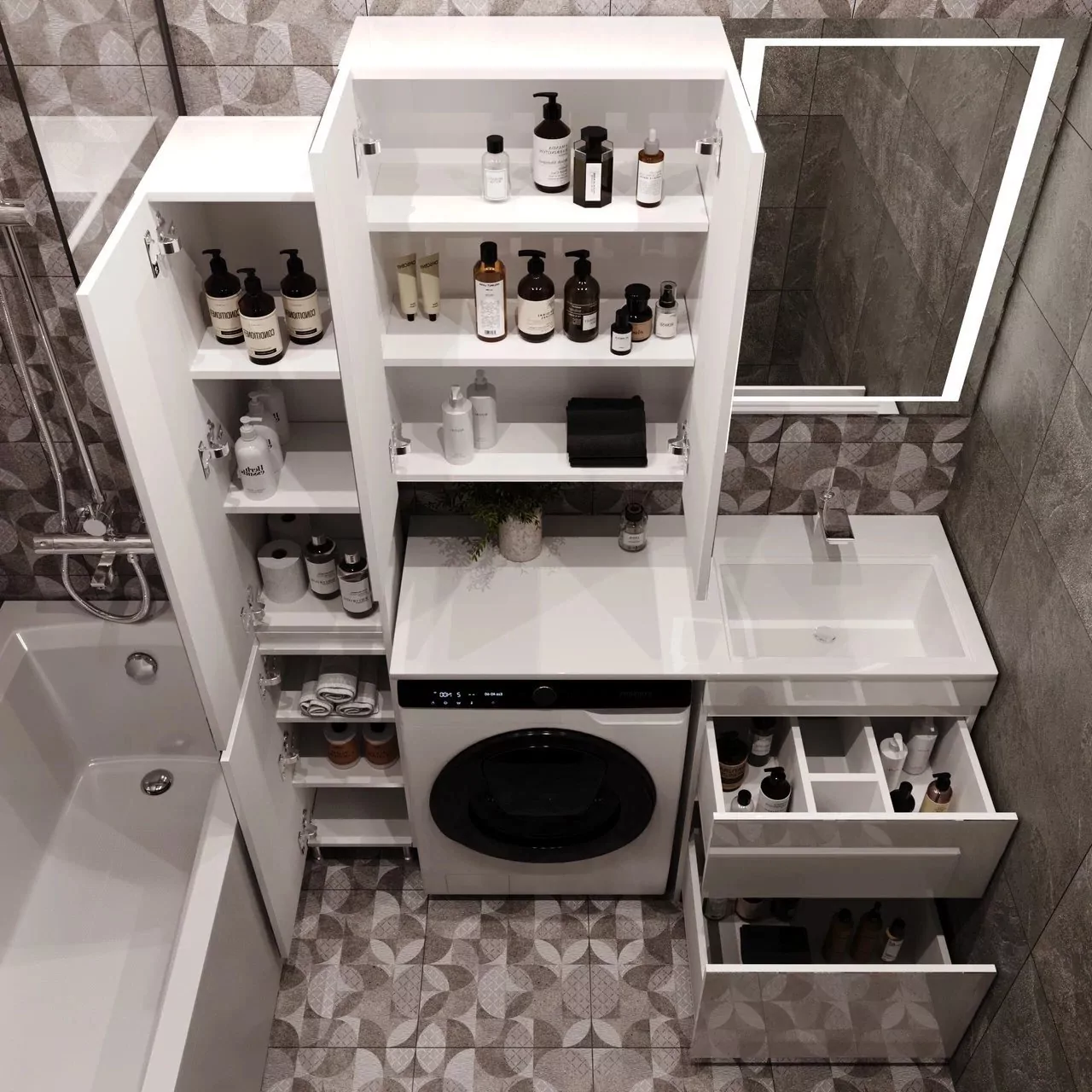 Мебель для ванной Style Line Даймонд 120 Люкс Plus правая, комплект, напольный, белый