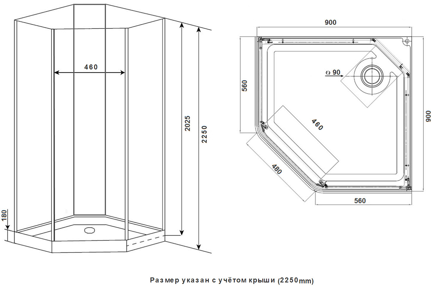 Душевая кабина Timo Premium ILMA 709 с крышей, хамам и стульчиком 90*90*225