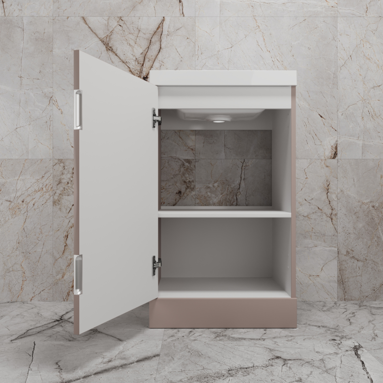 Тумба напольная Style Line "МОНО 50" с раковиной ASTI 50 белый, (1 дверь), санд пудровый