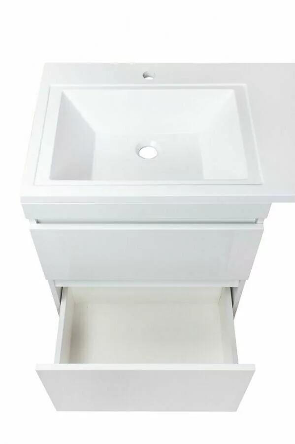 Тумба напольная Style Line Даллас 110 Люкс Plus Эмаль с раковиной Даллас 110 L под стиральную машину, два ящика, левая, белая