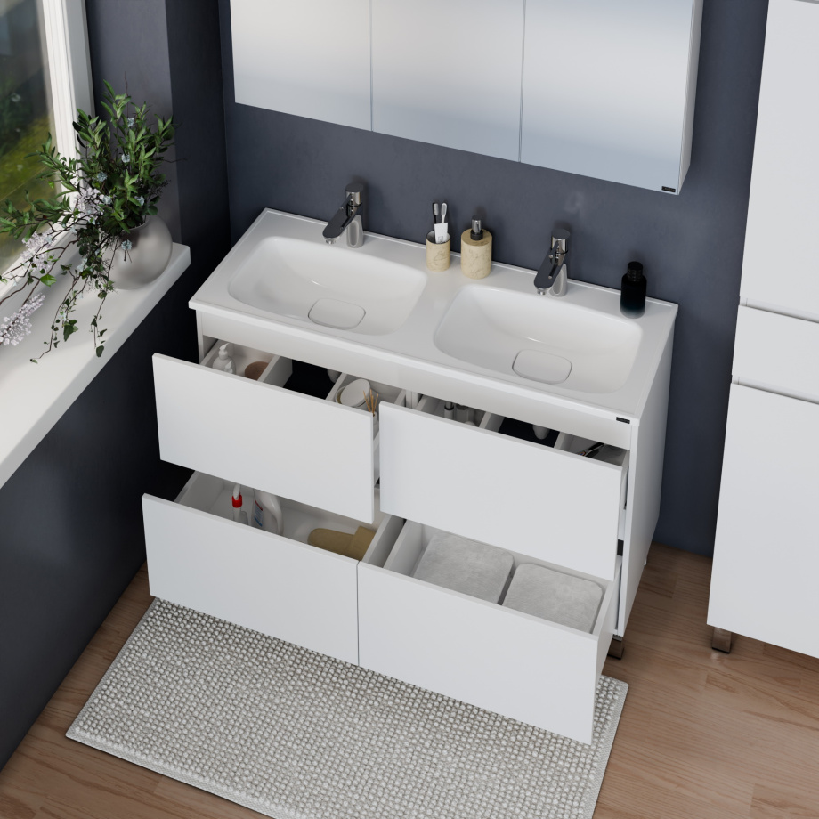 Тумба Санта Марс 120 с раковиной Венера 120, белый