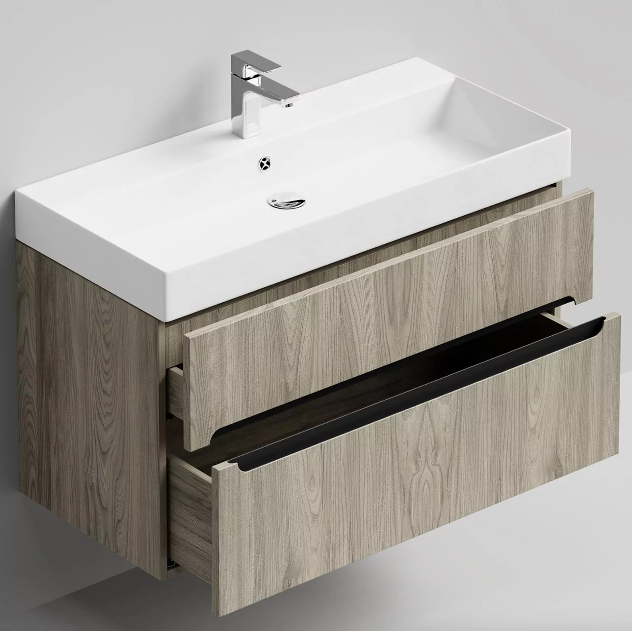 Тумба подвесная Vod-ok Бонум 100 с раковиной Stance 100, дуб + 6 цветов