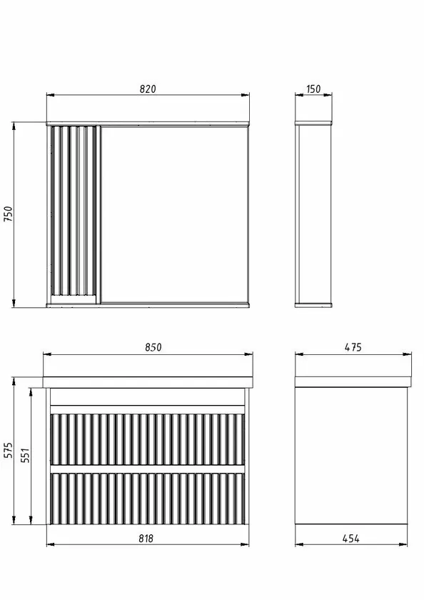 Зеркало с шкафчиком Асб-мебель Мирано 85 R свет, слоновая кость/шиншилла серая
