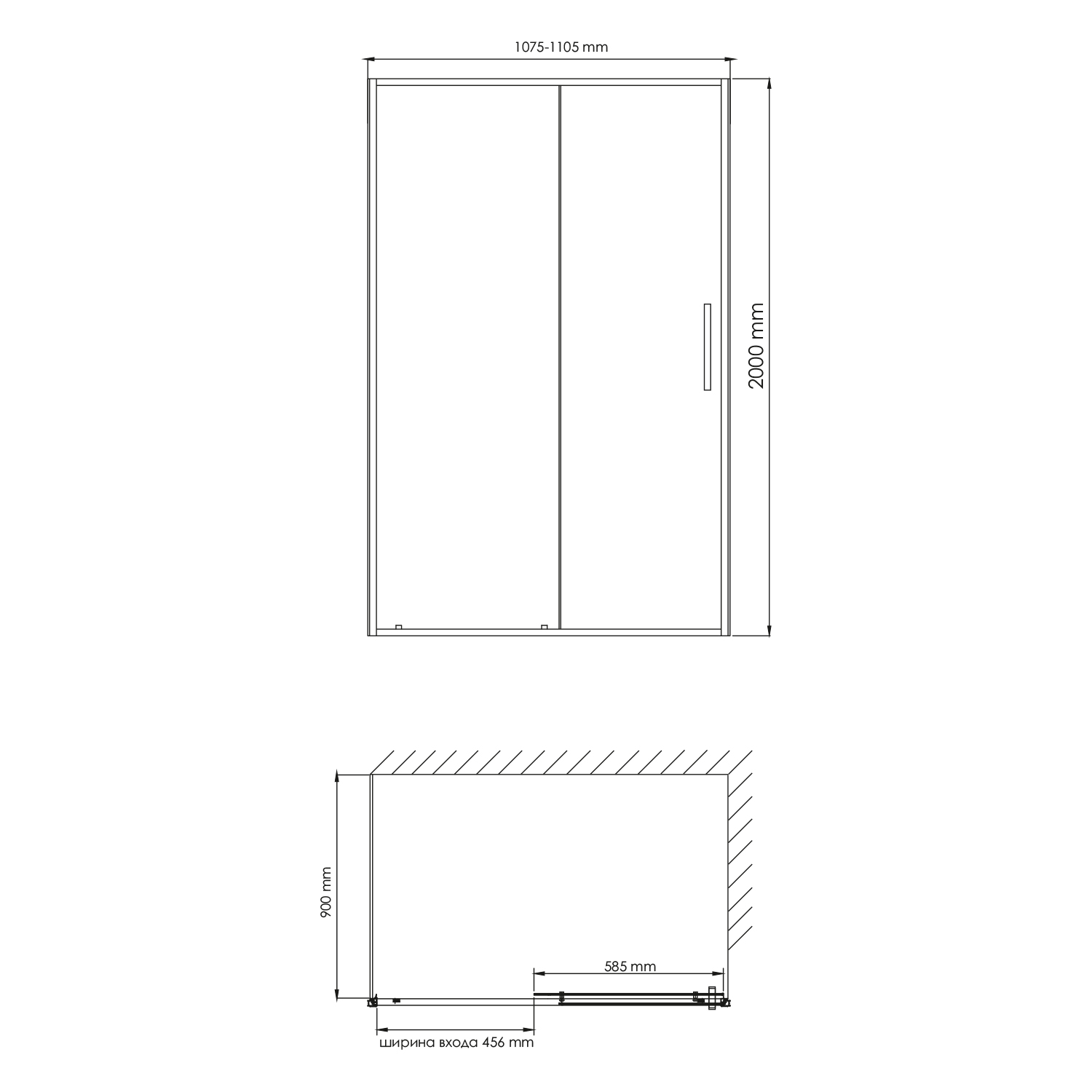 Душевой уголок WasserKraft Tauber 64S15 110х90 прямоугольный, без поддона, прозрачное стекло, никель