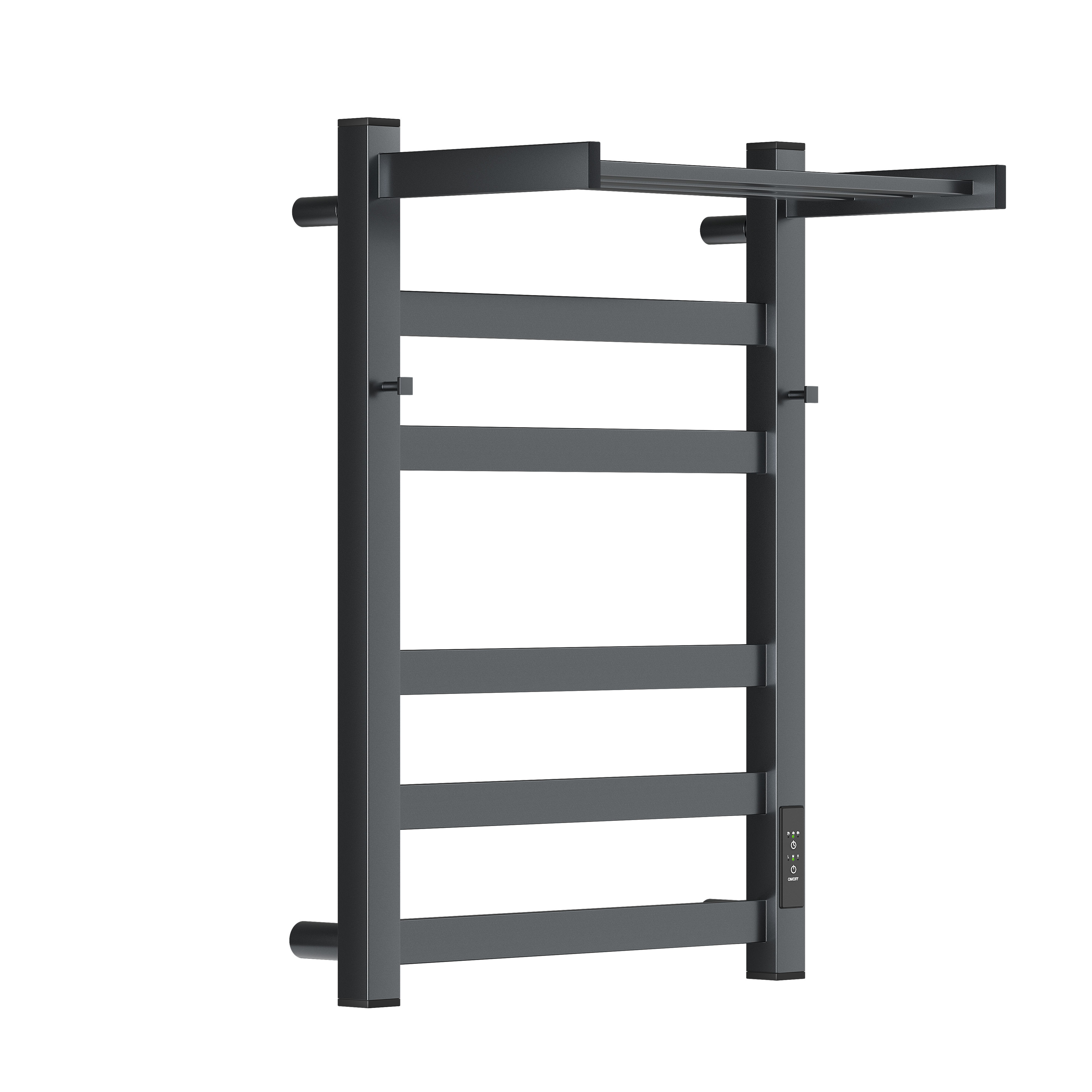 Полотенцесушитель электрический APEXTERMO Terra TR11164GF 600x400 с крючками и полкой, графит металлик