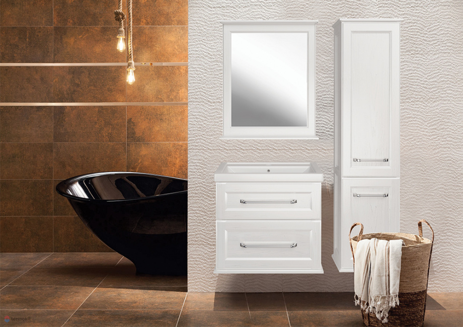 Мебель для ванной ASB Woodline Венеция 70 комплект, подвесной, белый, хром