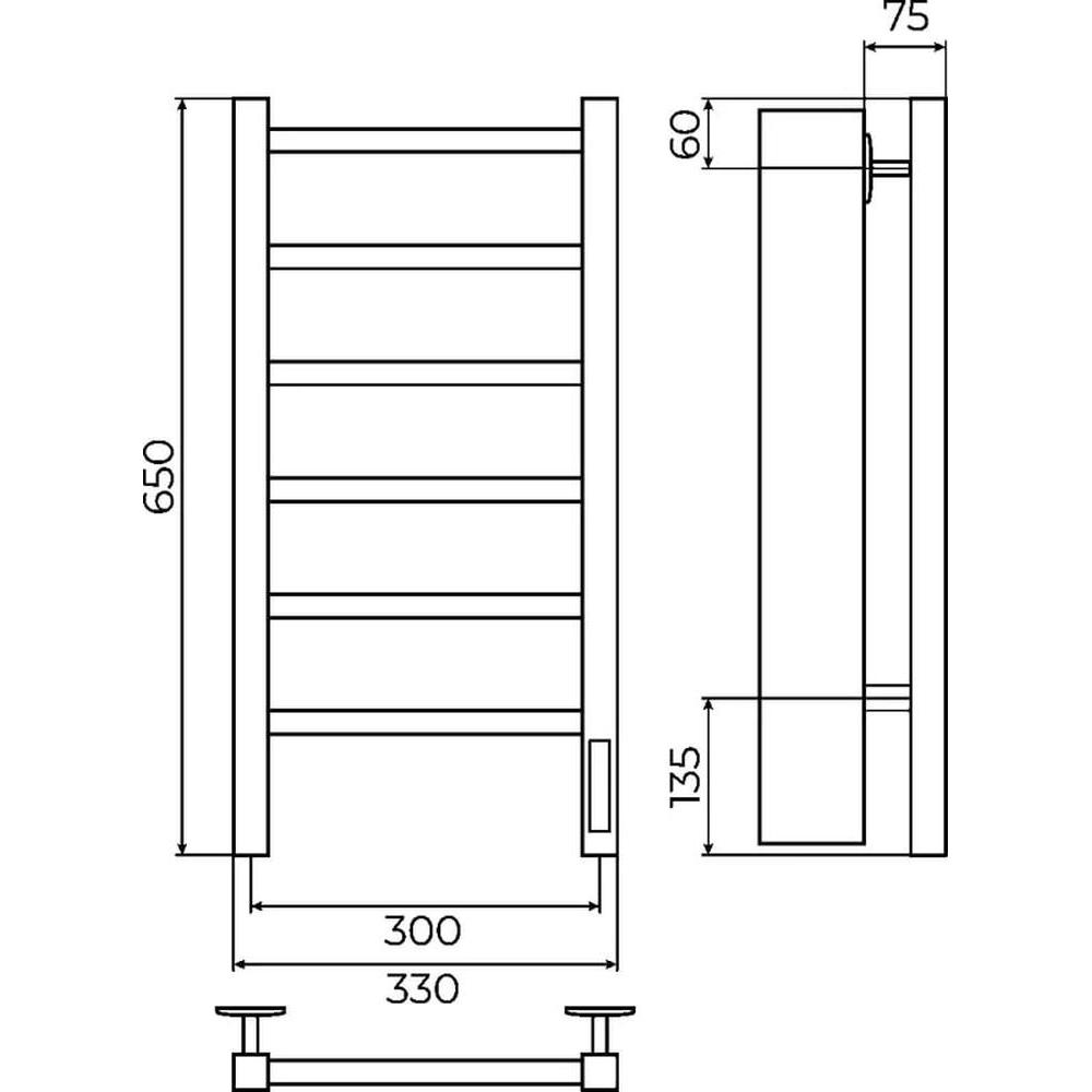 Полотенцесушитель электрический Terminus Ватикан П6 30х65