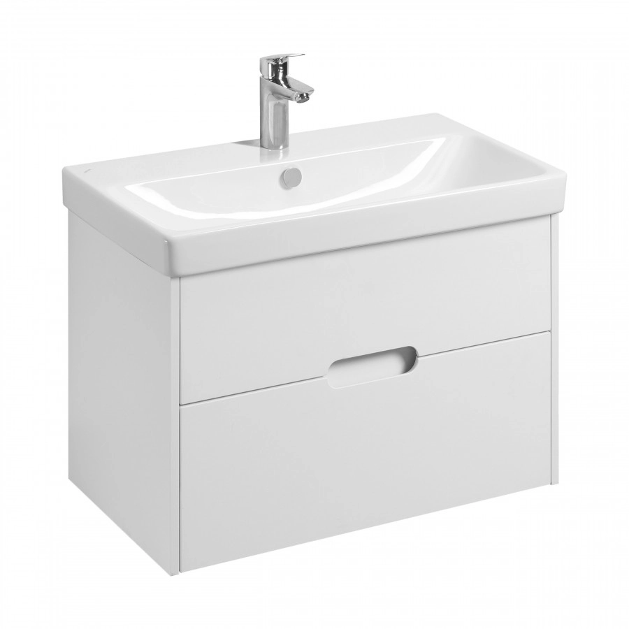 Тумба Aquaton Оливия 80 с раковиной Адриана 80 подвесная, 2 ящика, белый