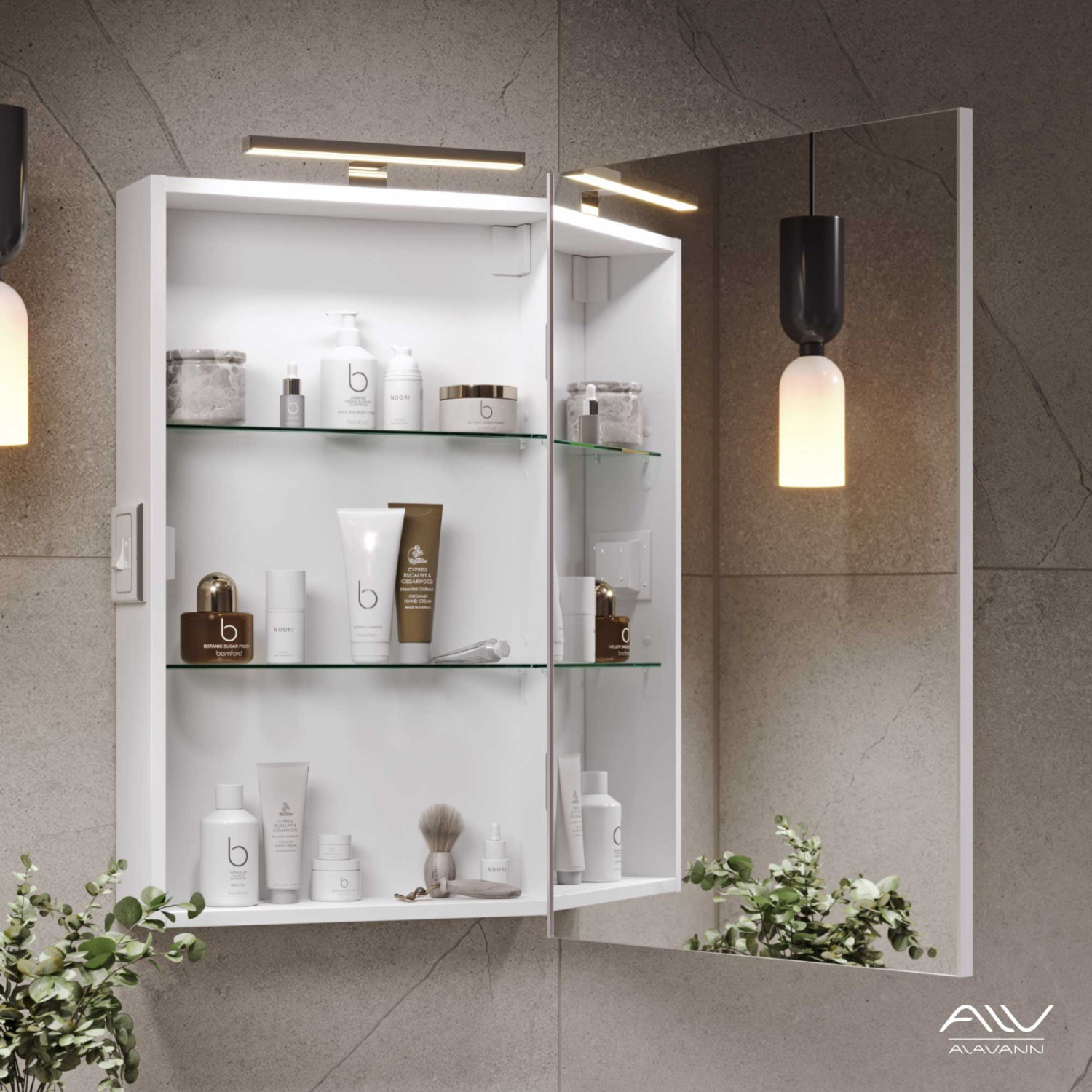 Зеркало-шкаф Alavann Cosmetic 60 с приближением, перевертыш