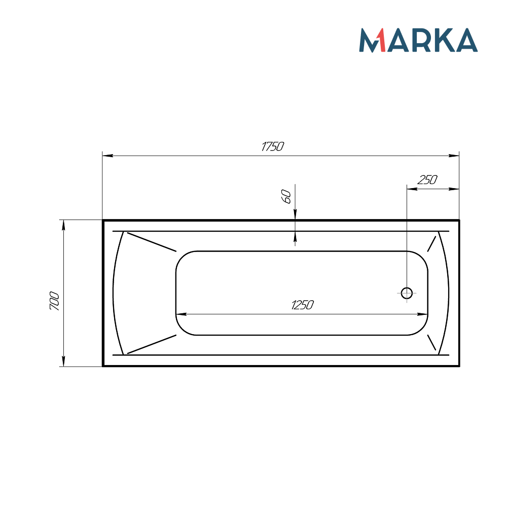 Ванна 1Marka MODERN 175*70 Комплект Премиум