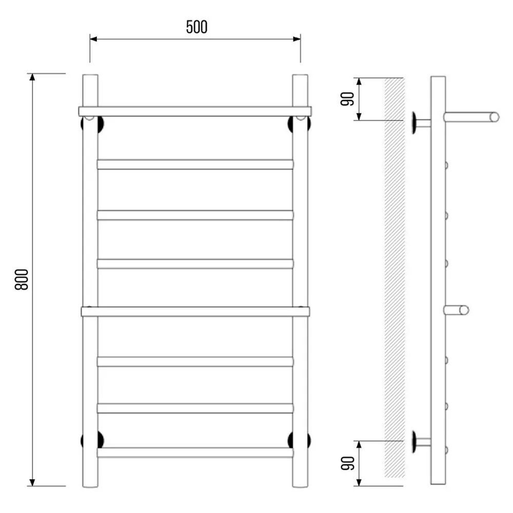 Полотенцесушитель водяной Laris Лавина П9 500х800 с полкой, белый матовый