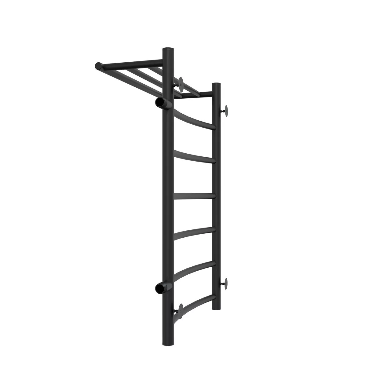 Полотенцесушитель водяной Laris Классик П7 500х800 R МЦ 500-1, боковой, с полкой, черный матовый