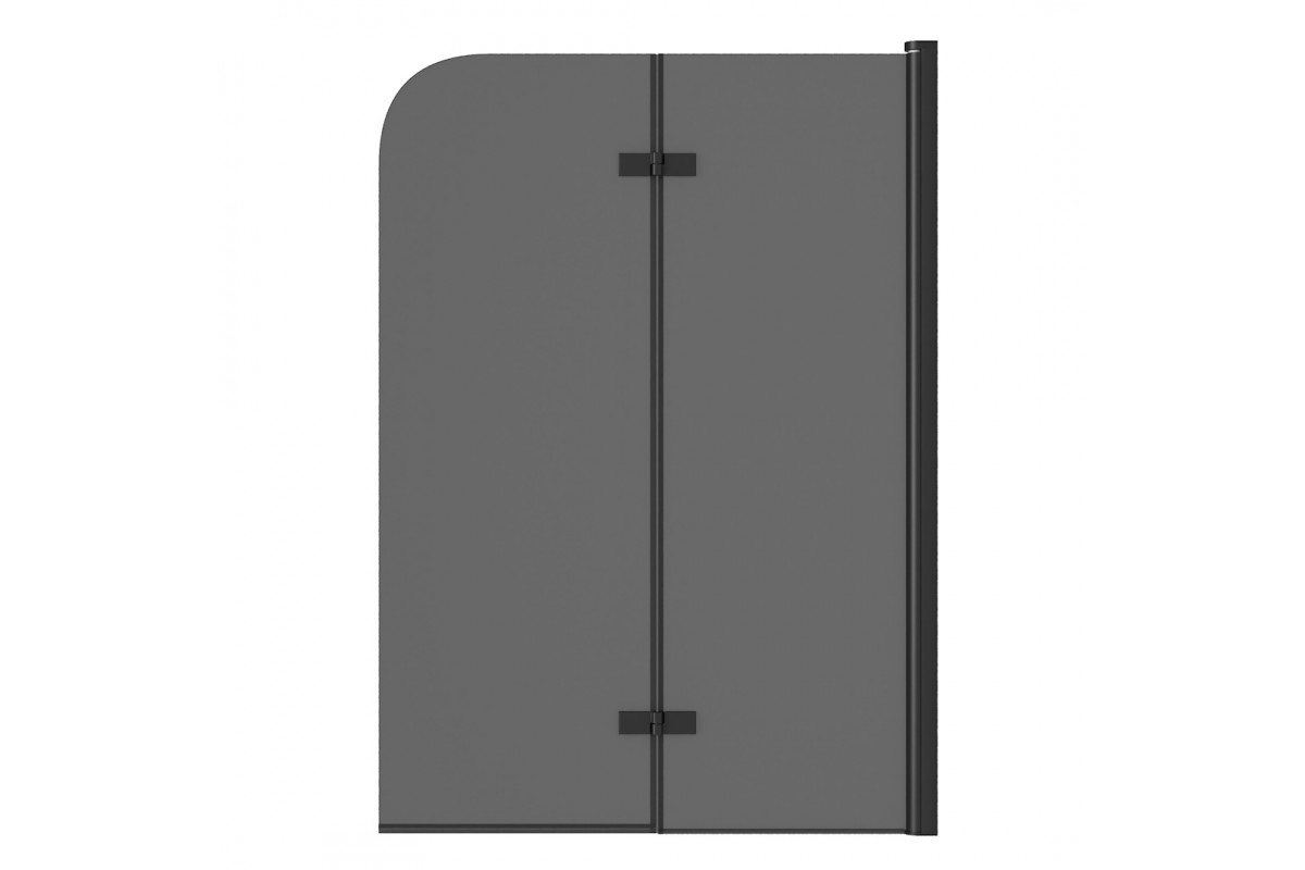 Шторка на ванну Relisan 100х140, тон стекло-черн мат, 2-х секц /6 мм