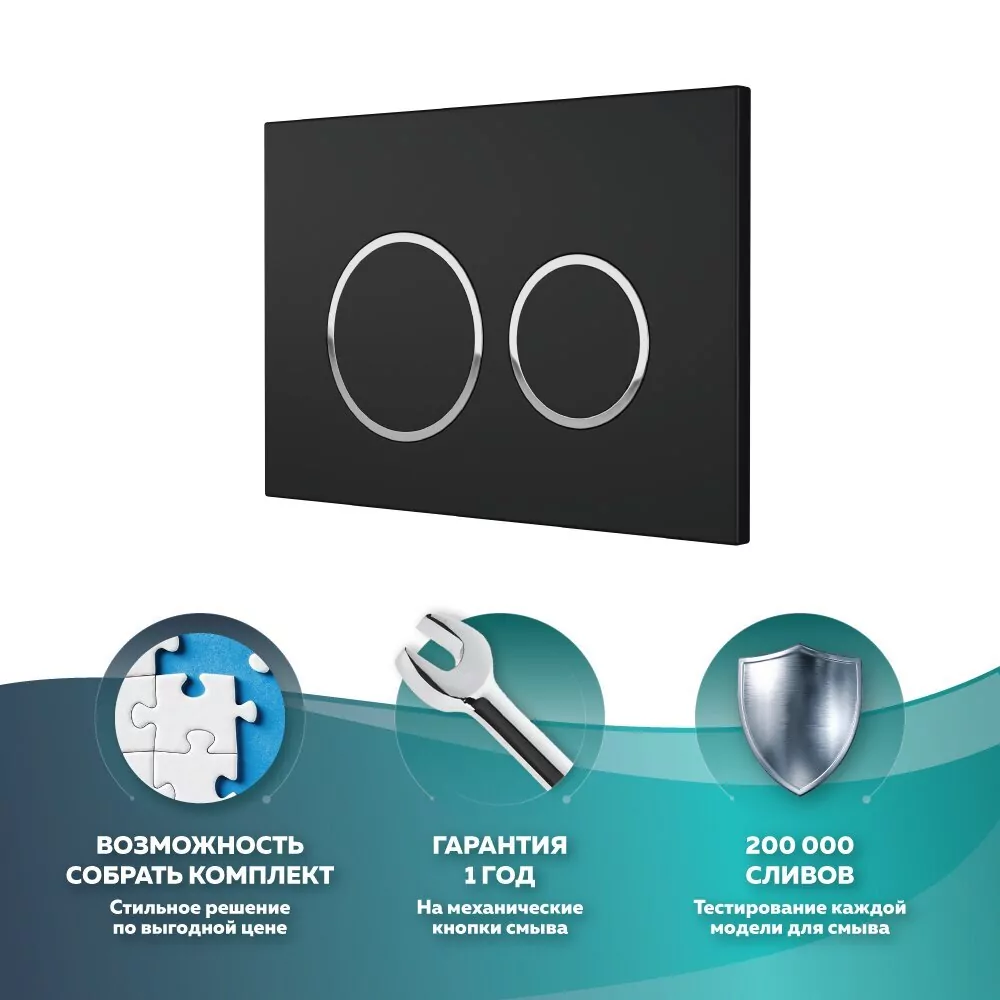 Кнопка смыва Owl 1975 Titan Black Matt, Knapp06NBM, механическая, черный матовый