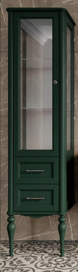 Пенал напольный ValenHouse Эстетика 50 L витрина, зеленый, хром